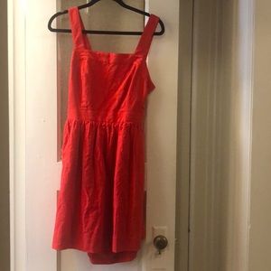 J. Crew Dresses - JCrew red linen apron dress with tie back J. Crew Dresses - JCrew red linen apron dress with tie back